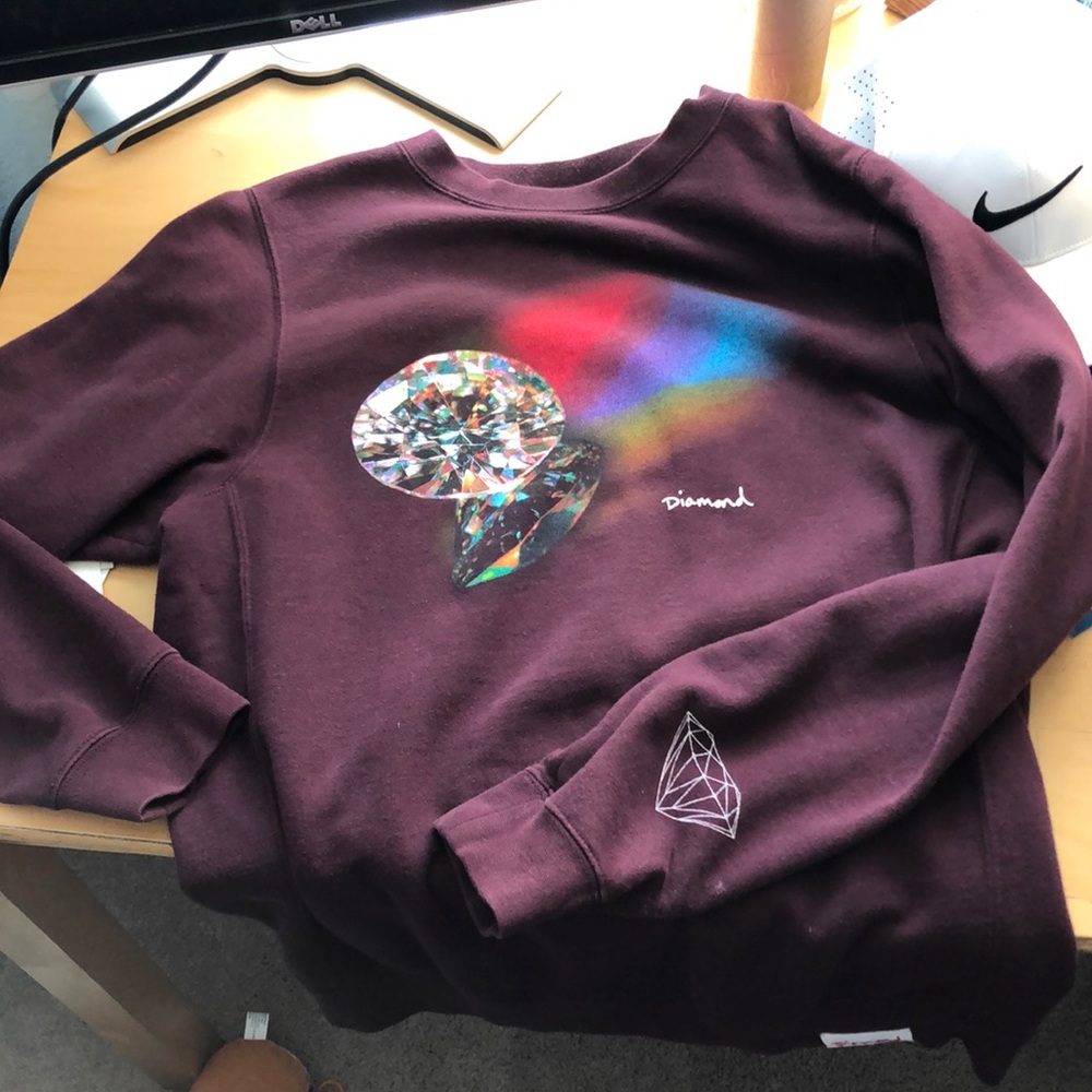 Diamond Supply Company Burgundy Crewneck